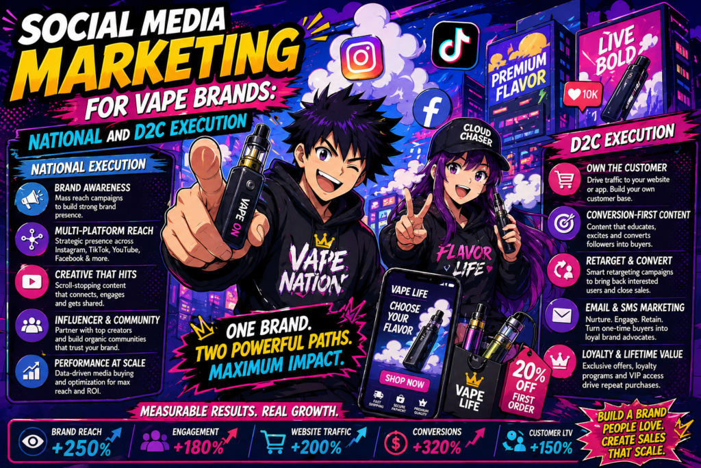 Social Media Marketing for Vape Brands: National and D2C Execution